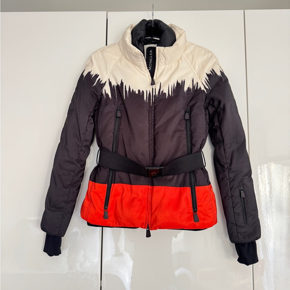 Moncler Grenoble Women's Black, Red, and White Puffer ski Jacket